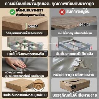 【โปรพิเศษ】เตียง เตียงไม้ โครงเตียง 4/5/6 ฟุต ที่นอนข้างเตียงนุ่ม รับน้ำหนักได้ 500กก รับประกัน 10 ปี