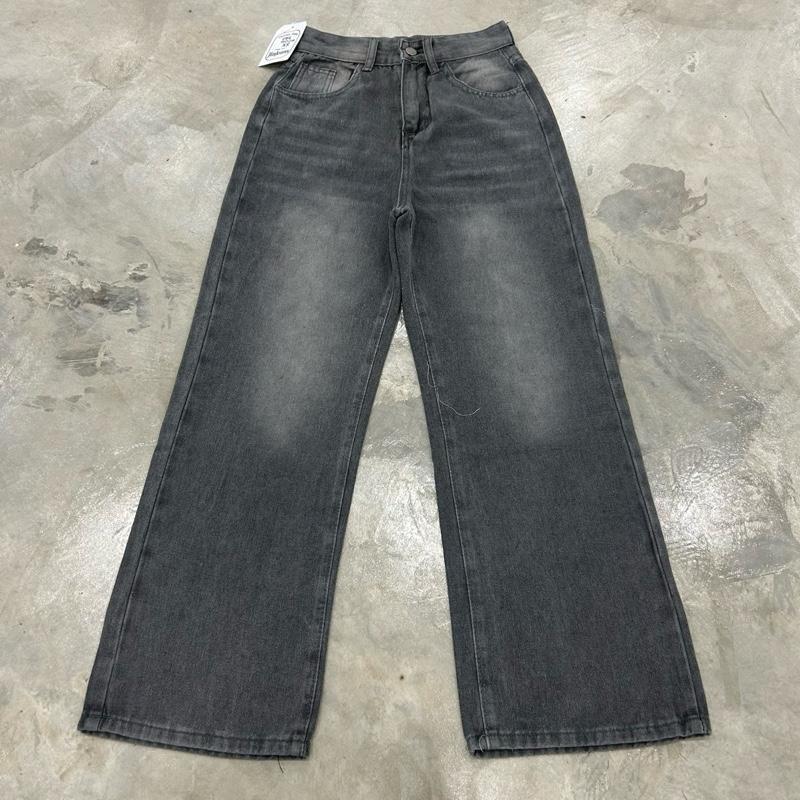 #802 (XS-9XL) jinjeans กางเกงยีนส์ขากระบอกกลาง สีเทา