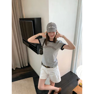 📍พร้อมส่ง📍9239# เสื้อคอกลมแขนสั้นสกรีนลายช่วงอก เนื้อผ้าดี งานสวย TAG:WG.WE 🇰🇷