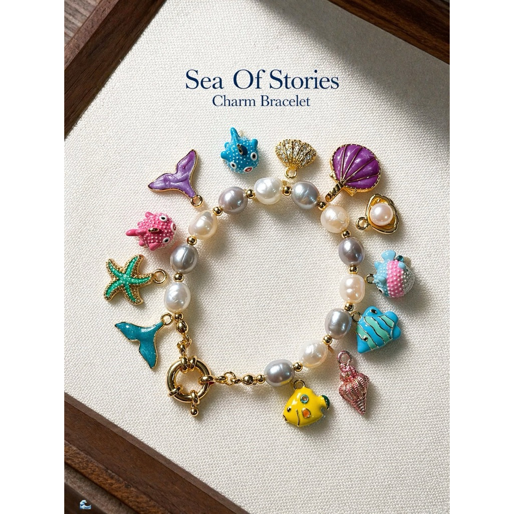 ME-FIMUE รุ่น sea of Stories กำไลชาร์มไข่มุก ME~FIMUE Sea of Stories สร้อยข้อมือแฟชั่น ชาร์มทะเล ของ
