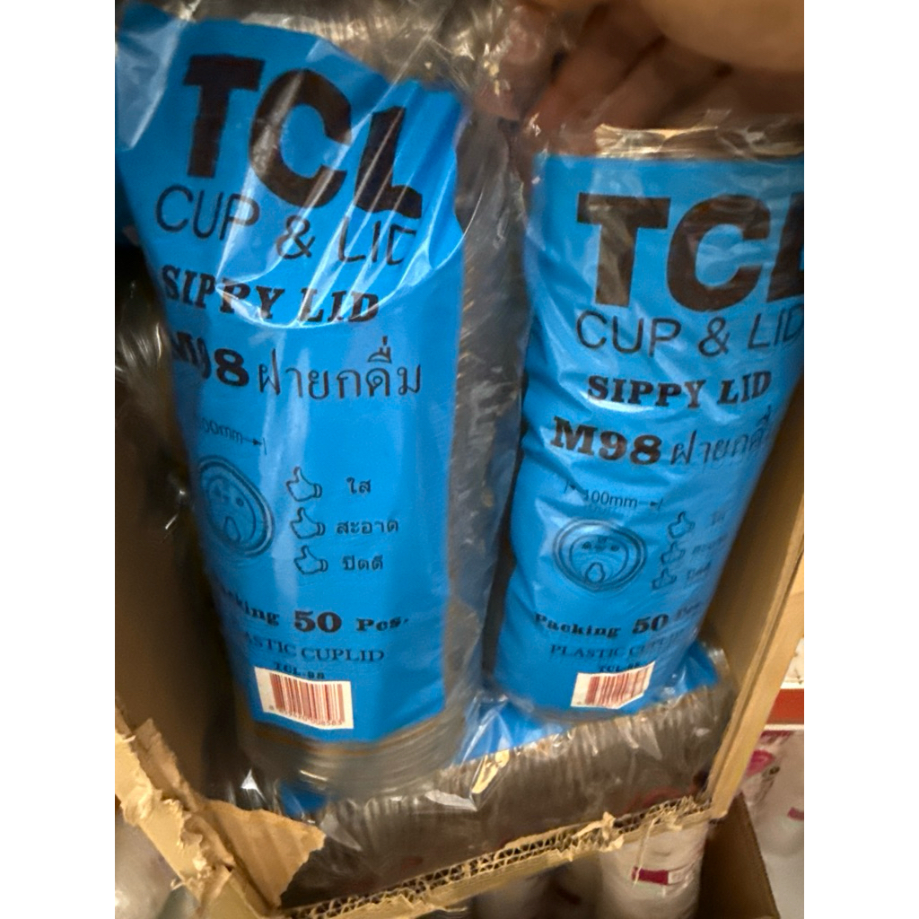 1แถว TCL  M-98 ฝายกดื่ม **ไม่มีจุก ***PET ปาก 98 บรรจุ 50 ใบ