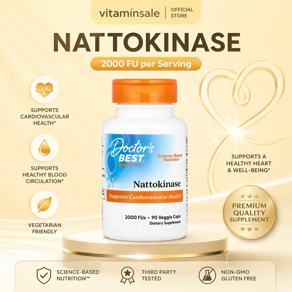 Doctor's Best Nattokinase 2000 FU บำรุงหลอดเลือด ลดลิ่มเลือด 90 แคปซูล