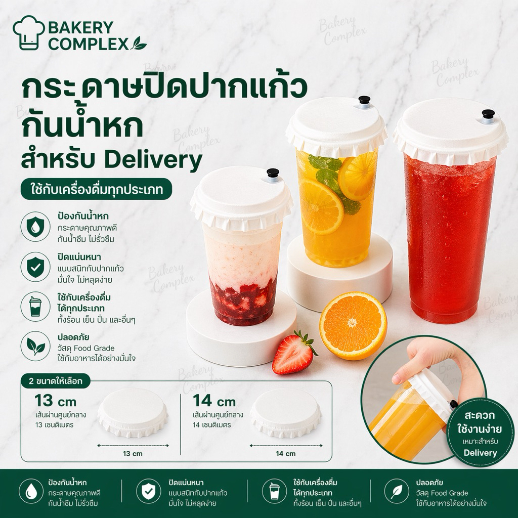 🚚ส่งฟรี ส่งไว🔥 กระดาษปิดปากแก้วทรงกลม 13cm Take home สำหรับกันน้ำหก (500 แผ่น)