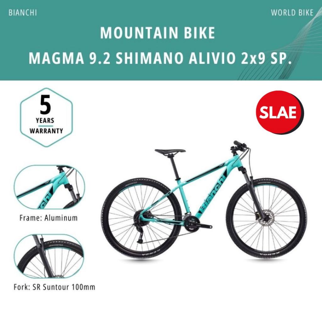 จักรยานเสือภูเขา Bianchi รุ่น Magma 9.2 ชุดเกียร์ Alivio 2x9Sp.