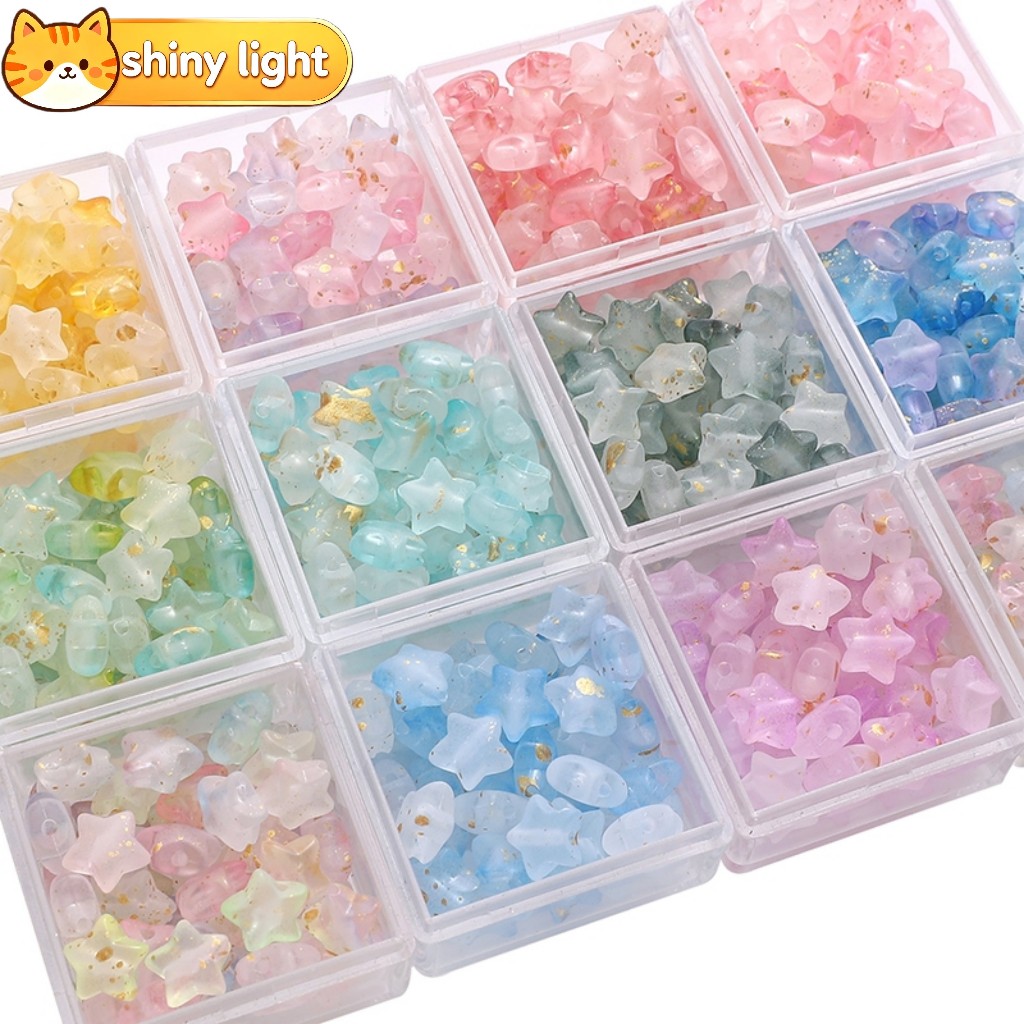 ลูกปัดดาวห้าแฉกอะครีลิคสีทองด้านแวววาว 10x9 มม. 50 ชิ้นต่อแพ็ค อุปกรณ์ DIY ทำสร้อยข้อมือ สร้อยคอ