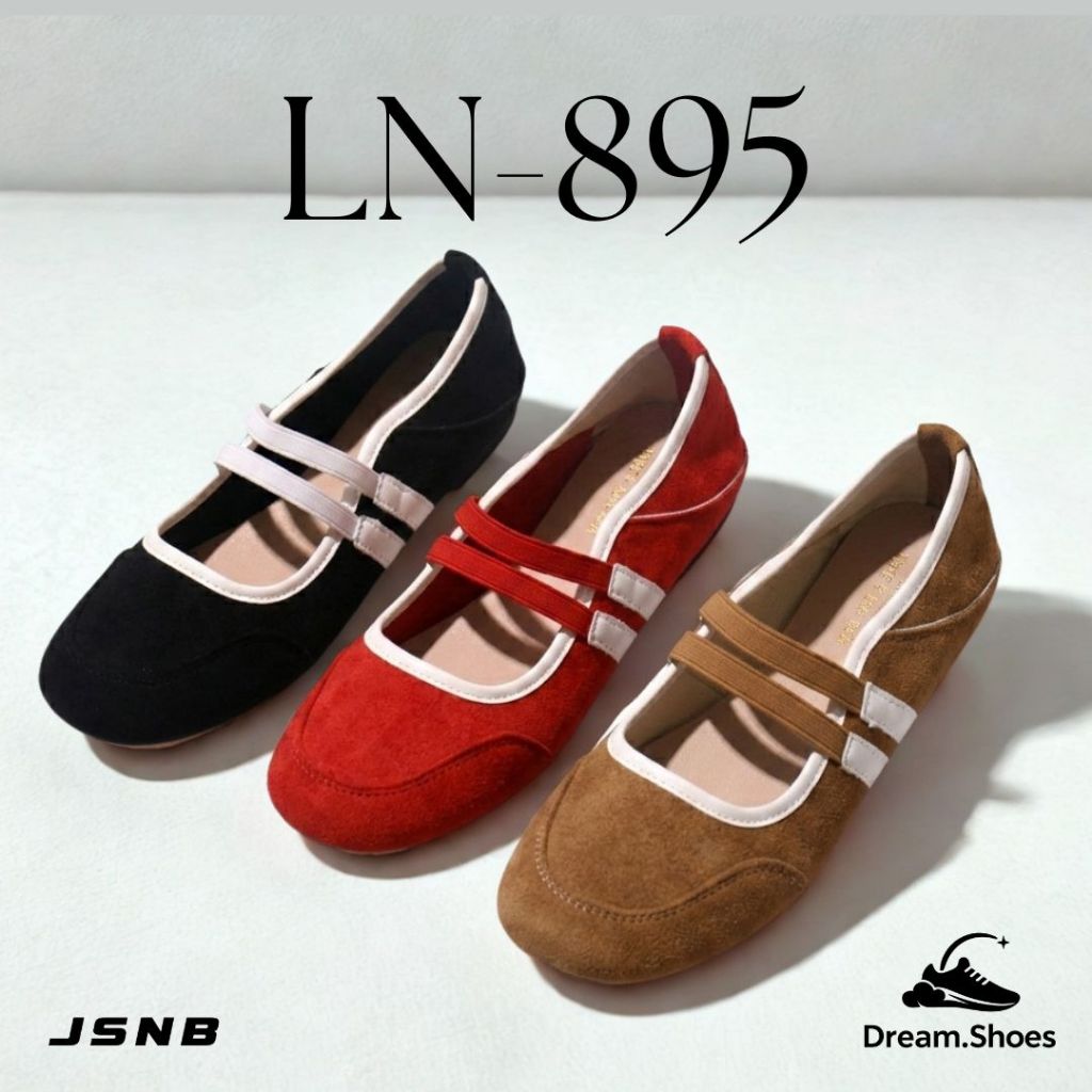 JSNB รองเท้าแมรี่เจน ทรงสปอร์ต หน้ากว้างหนังนุ่ม พื้นยางกันลื่นสไตล์เกาหลี - LN895