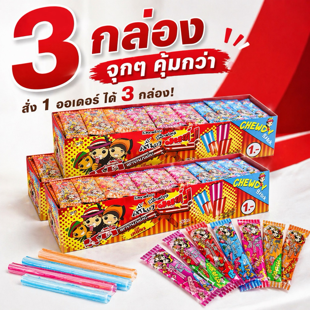 JSB Candy ลูกอมแท่ง ชูดี้สติ๊ก (ยกกล่อง) 50 ชิ้น x 3 กล่อง รวม 150 ชิ้น