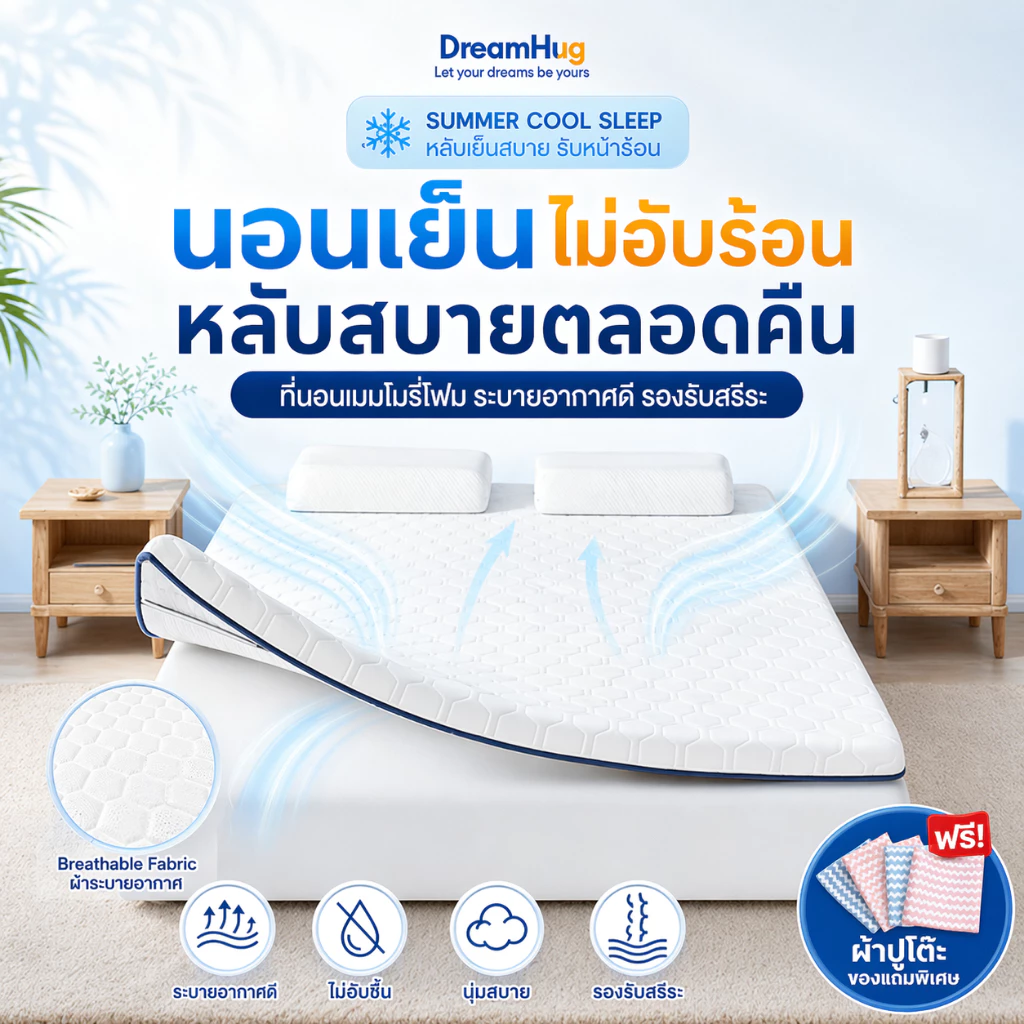 ที่นอน Topper เมมโมรี่โฟม ขนาด 3/4/5/6 ฟุต