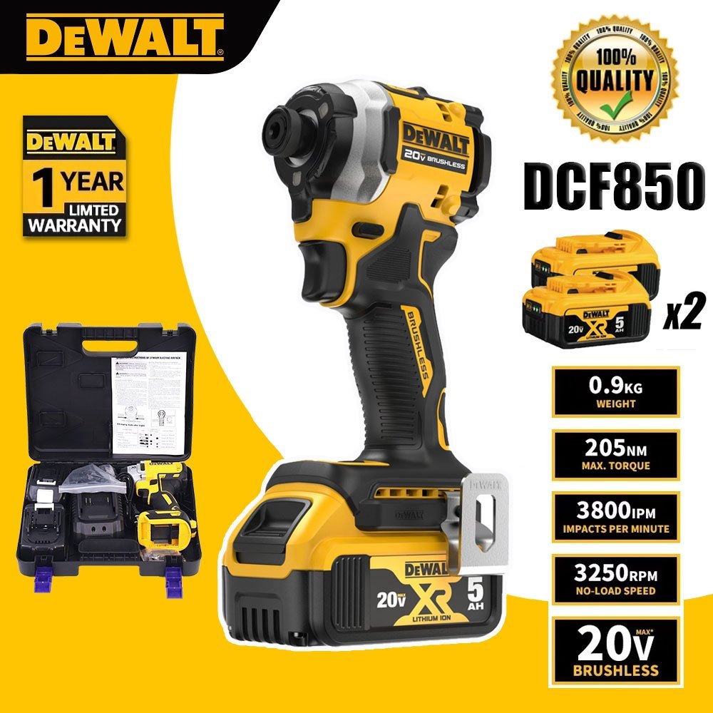 (ของแท้100) Dewalt DCF850 ไขควงไร้สายชาร์จไฟได้ ไขควงไฟฟ้าอเนกประสงค์ 20V6.0Ah ไขควงแบตเตอรี่ลิเธียม