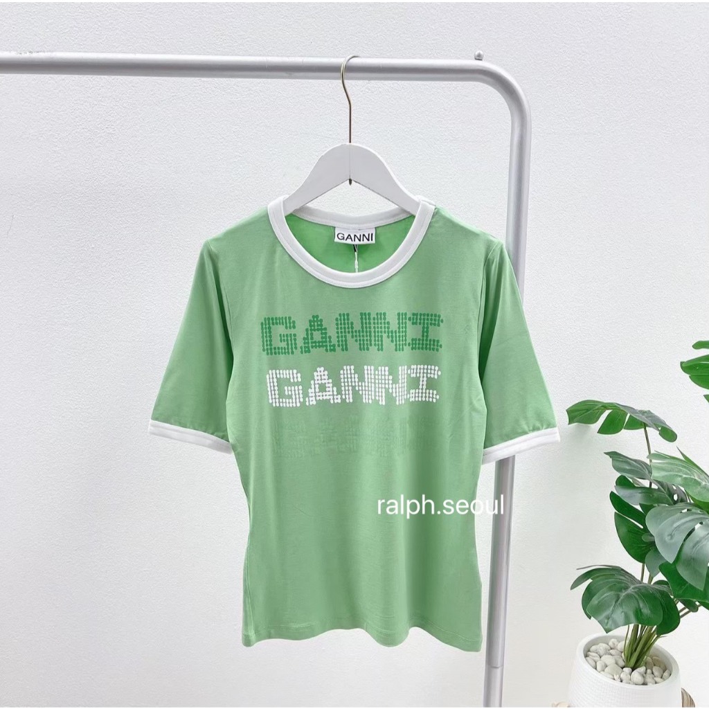 Ganni Graphic Fit T-Shirt Green