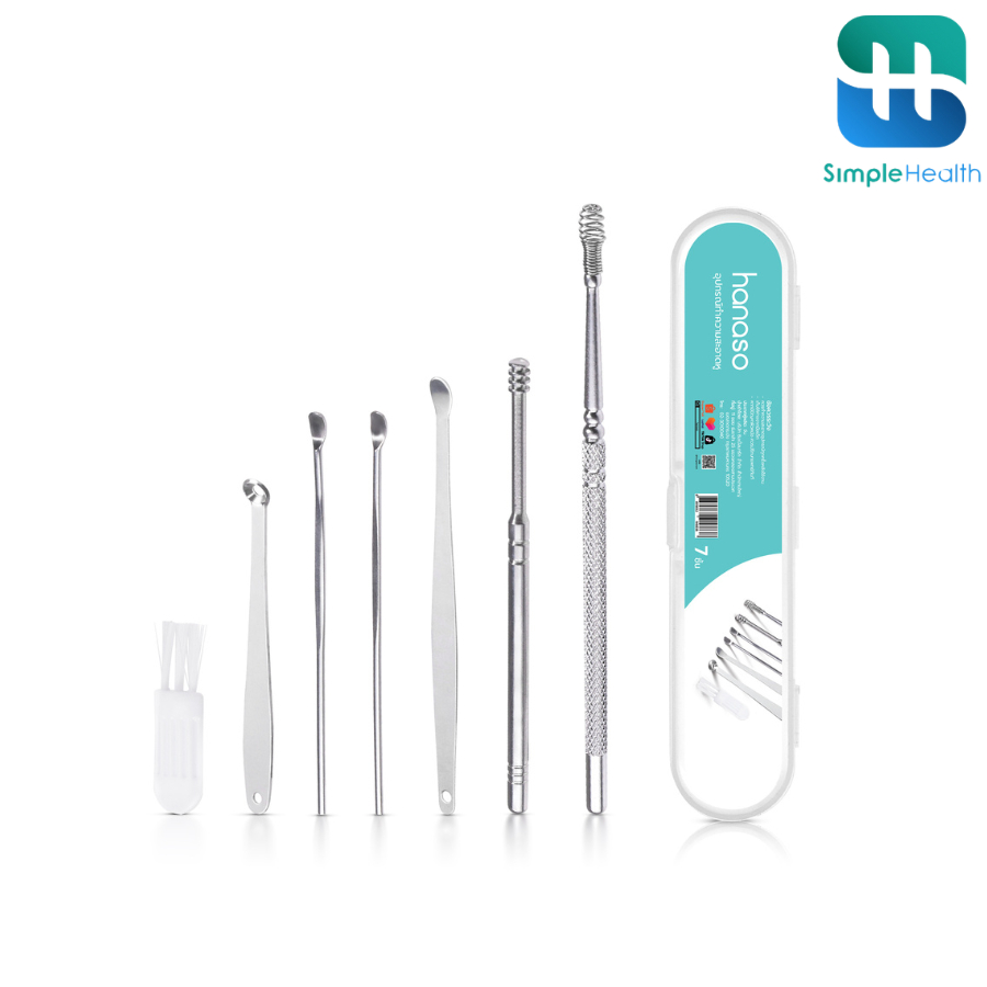 Simple Healthcare ที่แคะหู ไม้แคะหู Ear pick สแตนเลสมืออาชีพ ขนาดพกพาได้ ใช้งานง่าย 7 ชิ้น
