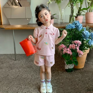 PRINCESS KESLI ชุดเซทเด็กฤดูร้อน 2ชิ้น ลำลอง แฟชั่นเกาหลี เสื้อยืดลำลองกางเกงขาสั้น