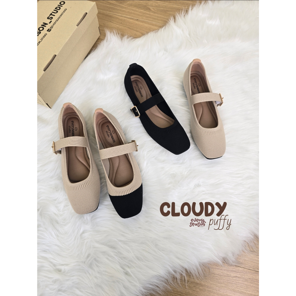 รองเท้าแมรี่เจนผ้าถัก รุ่น Cloudy ส้นแบน พื้นบุนุ่ม สบายเท้า ของคนพรีเมี่ยม