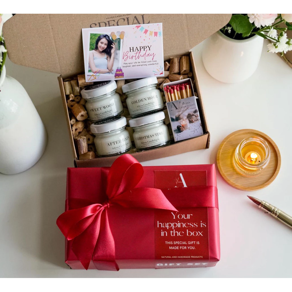[🎁 gift set 4 candles ] ชุดของขวัญเทียนหอม วันเกิด ปีใหม่ รับปริญญา งานแต่ง ขึ้นบ้านใหม่ และอื่นๆ