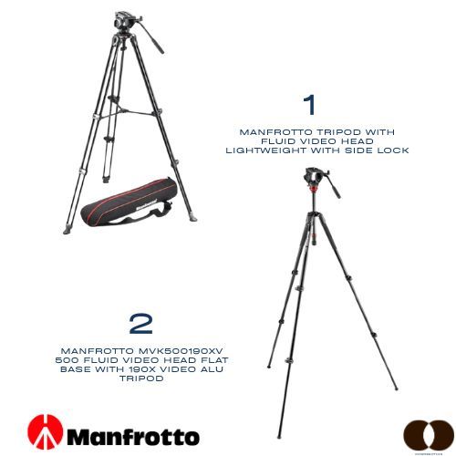 Manfrotto Tripod with fluid video head Lightweight with Side Lock / Manfrotto MVK500190XV 500 Fluid 