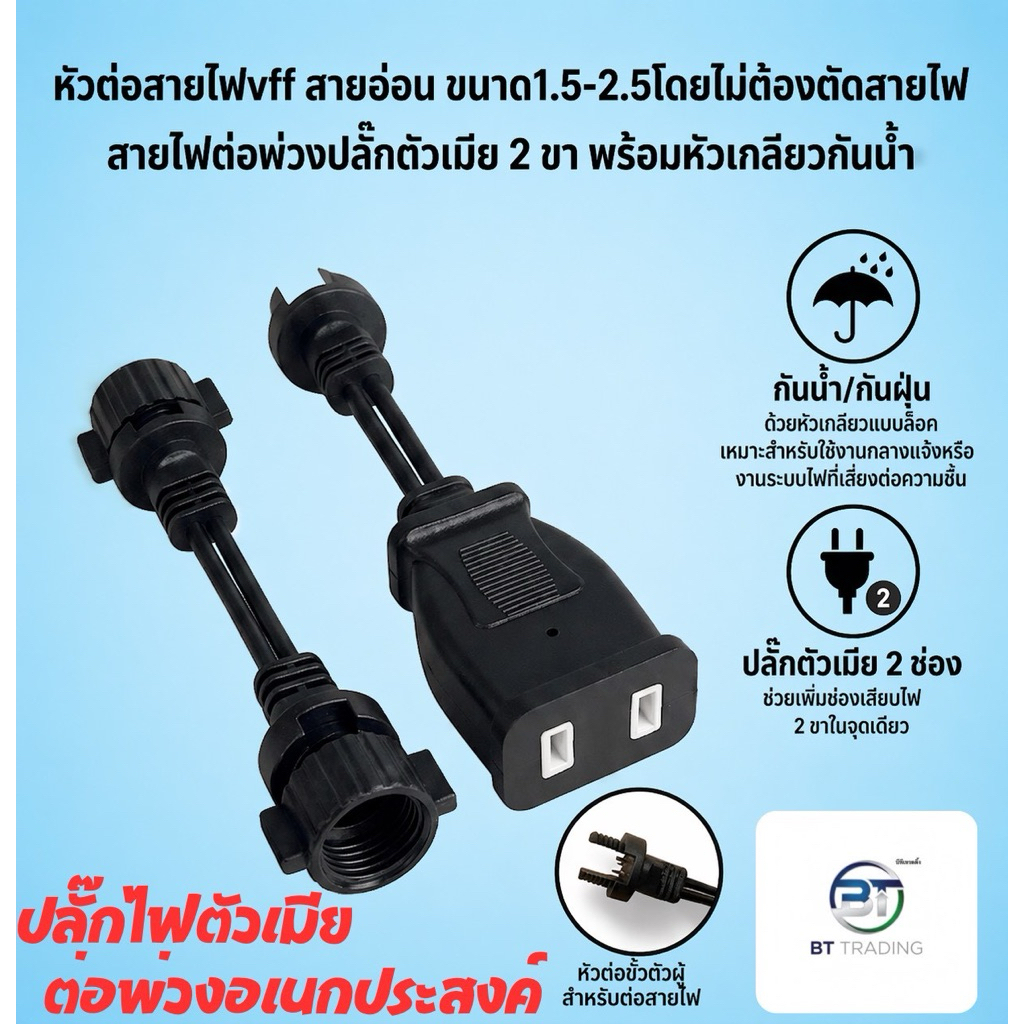 ปลั๊กตัวเมีย✅💯ต่อเกลียวสายต่อพ่วงเอนกประสงศ์ ตัวต่อสายไฟเอนกประสงค์ใช้ต่อสายไฟ1.5-2.5VFFสายอ่อนต่อง่ายแบบไม่ต้องตัดสายไฟ