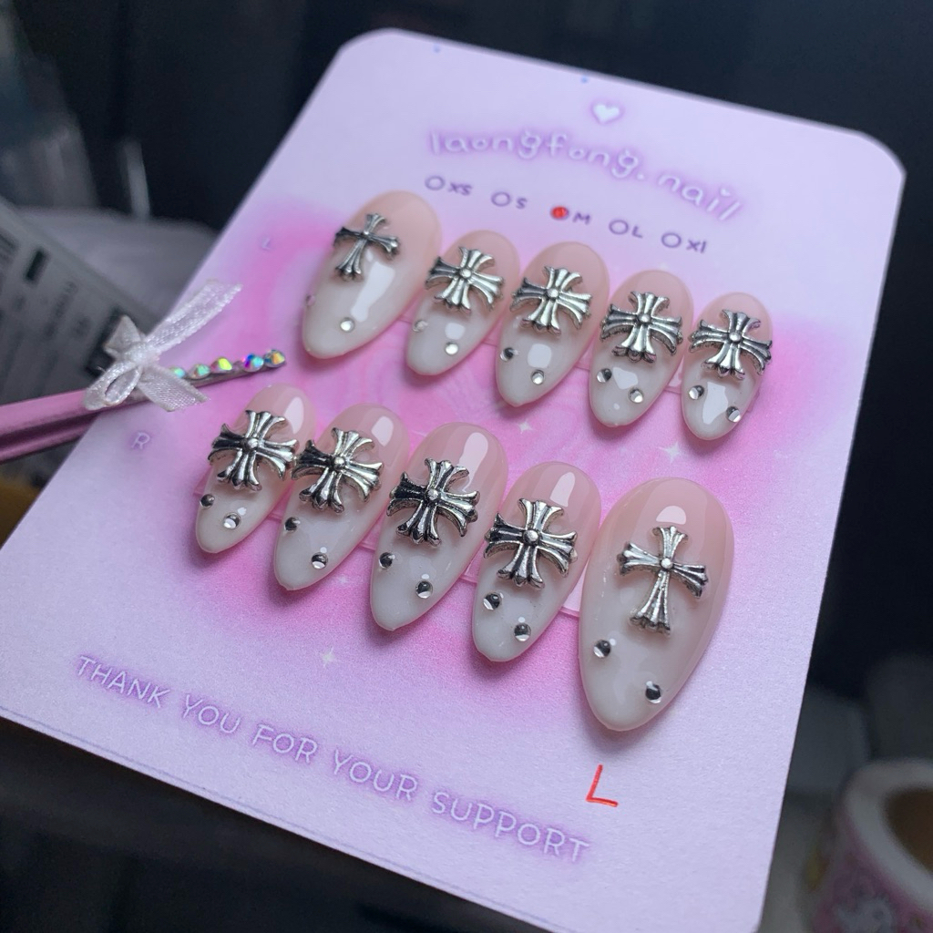 𝓵𝓪𝓸𝓷𝓰𝓯𝓸𝓷𝓰.𝓷𝓪𝓲𝓵 เล็บปลอมสำเร็จรูป 𐐪◡̎ สีไซรัปน้ำตาลอ่อน ออมเบรขาว (แบบทรงแหลมกลาง)♔เปลี่ยนสี เปลี่ยนทรงเล็บได้