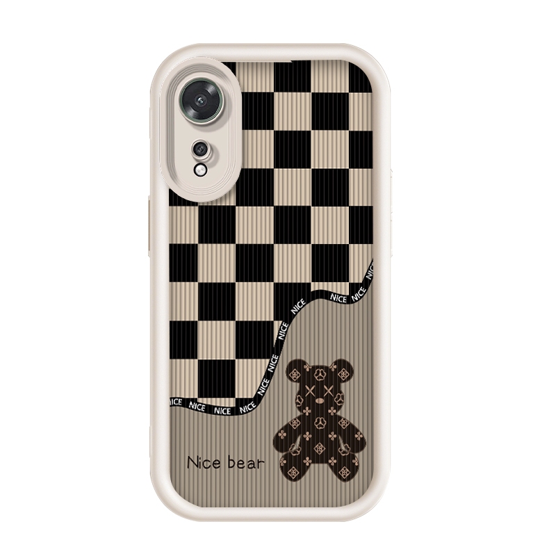 เข้ากันได้ Oppo A38/Oppo A18-4G,Checkerboard ความรุนแรงหมี Tide แบรนด์ กรณีโทรศัพท์ลม
