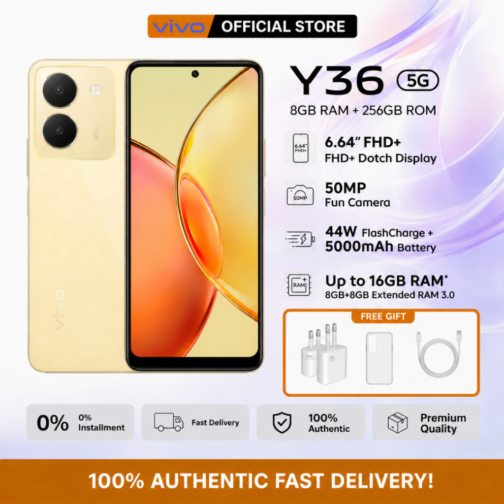 🎆vivo y36 5G🎆 8+256GB 50MP Camera 33W Fast Charge 5000mAh Battery รับประกัน 12 เดือน ทางร้านมีรับประ