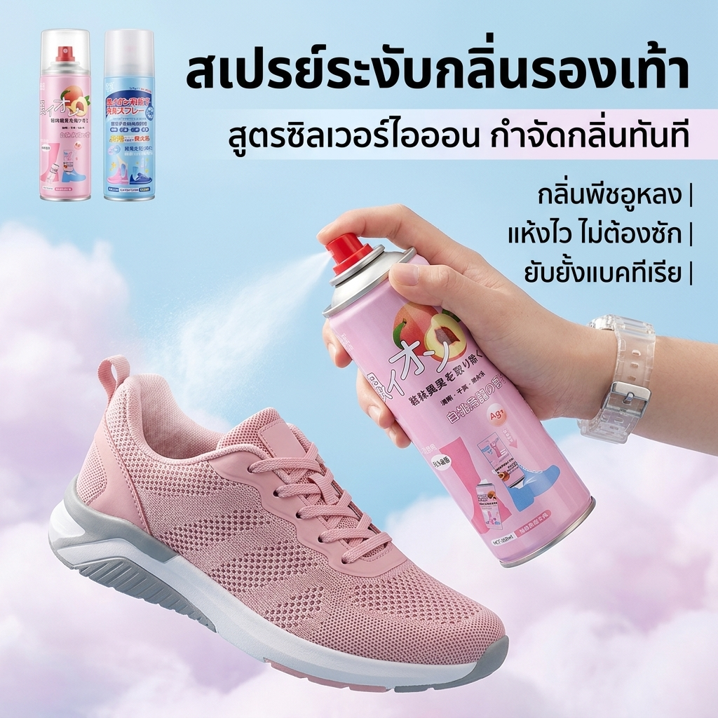 【พร้อมส่ง】📍สเปรย์ดับกลิ่นอับรองเท้า สเปรย์ฉีดรองเท้า ลดแบคทีเรีย ฆ่าเชื้อแบคทีเรีย 260ML กลิ่นชื้นในรองเท้า