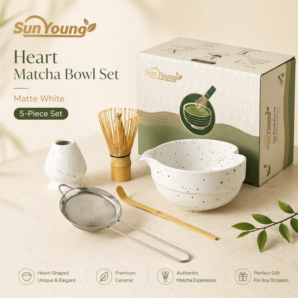 Heart matcha set ชุดชงมัทฉะ ถ้วยชงชามัทฉะ ชุดชงชาญี่ปุ่น 5ชิ้น Japanese style ของขวัญ ชุดชงชา