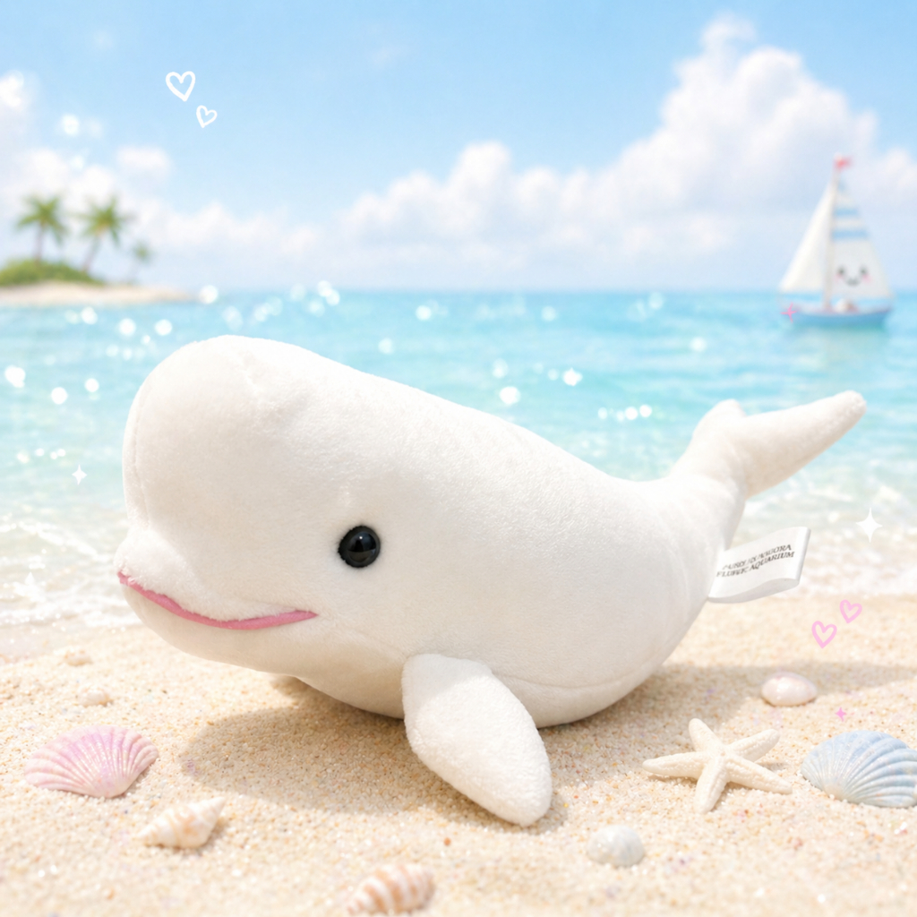 ตุ๊กตาวาฬเบลูก้า Beluga Whale Plush สีขาว น่ารัก เหมือนจริง ขนนุ่ม น่ากอด ตุ๊กตาสัตว์ทะเล ของขวัญ