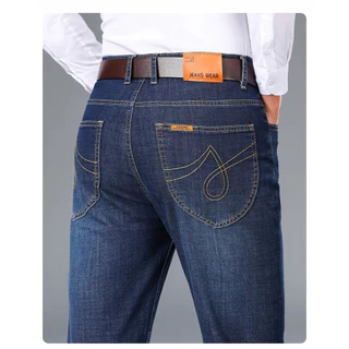 Men Slim Fit jeans ยืดกางเกงยีนส์ผ้าที่ดีที่สุด กางเกงยีนส์คุณภาพสูงสีดําและสีน้ําเงิน