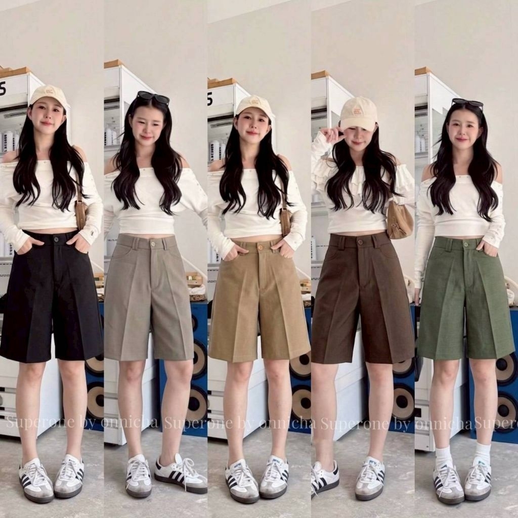 กางเกง3ส่วนทรงกระบอกกว้าง