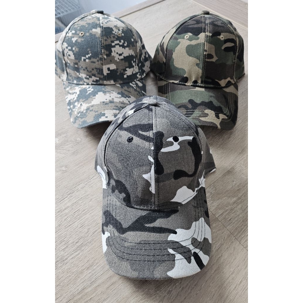 หมวกผ้าลายทหาร ทรงสวย ปีกแข็ง ราคาถูก 49 บาท