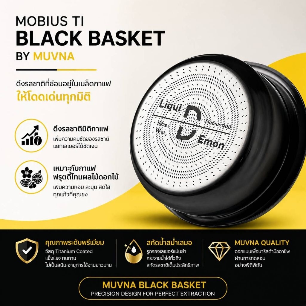 ตะกร้าชงกาแฟ Mobius ti basket by Muvna  ขนาด 58มิล สินค้าจัดส่งไว