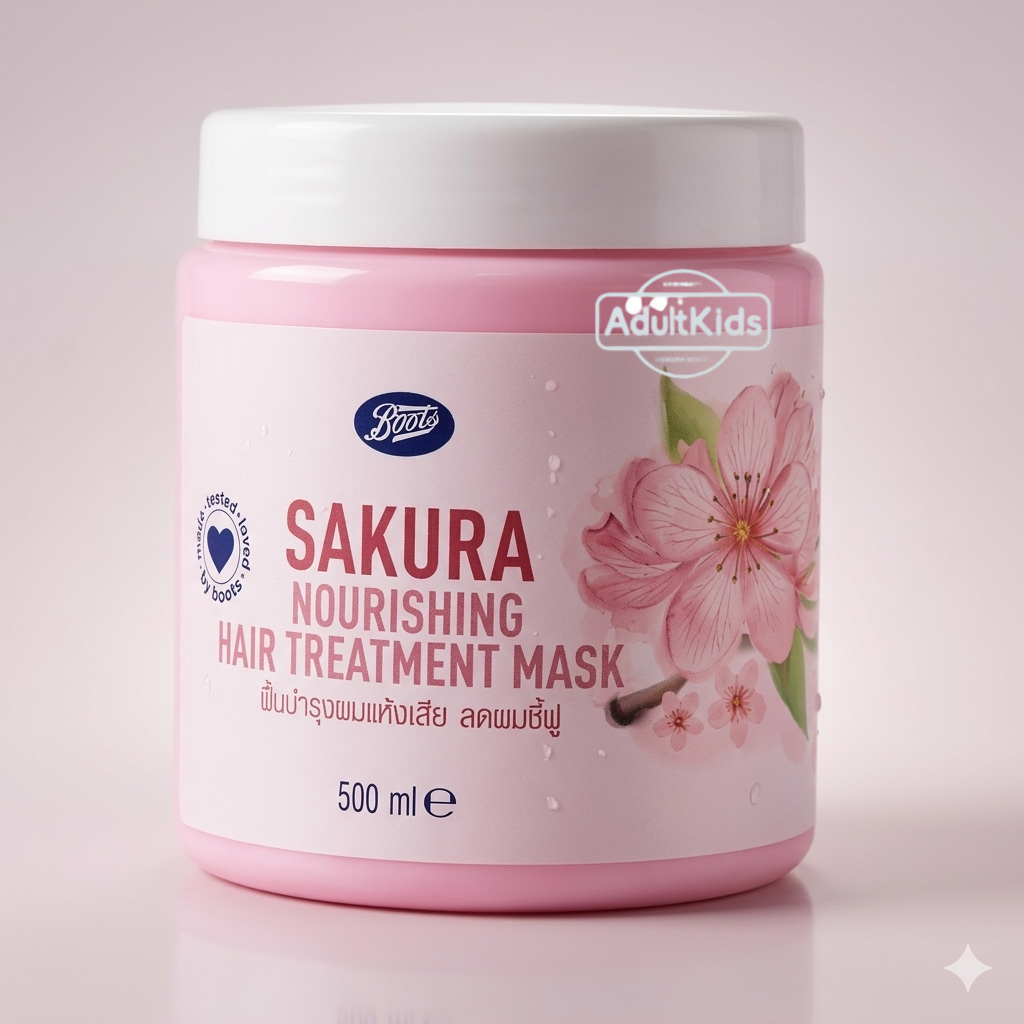 Boots Sakura Nourishing Hair Treatment Mask 500 ml บู๊ทส์ มาส์กบำรุงผม ซากุระ บำรุงเส้นผม 500 มล.
