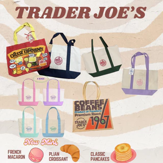 🆕พร้อมส่ง🎀 กระเป๋าผ้าสุดฮิต Trader Joe's Canvas Tote Navy💦/ Green ☘️/ Cheese bag/Mini Pastel/ Coffee Bean ของแท้💯 🇺🇸
