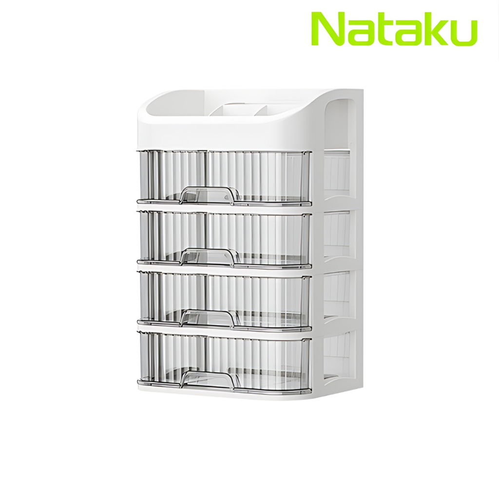 Nataku กล่องเครื่องสําอาง ชั้นวางของ ลิ้นชักเก็บของ ลิ้นชักช่วยจัดของเป็นระเบียบ ฟรีสติกเกอร์