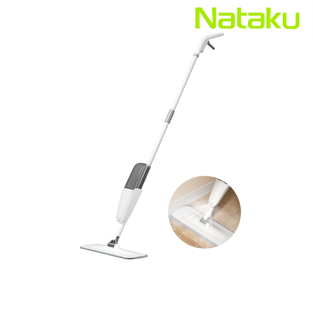 Nataku ไม้ถูพื้นแบบสเปรย์ ไม้ม๊อบแบบฉีดน้ำ spray mop พร้อมผ้าม็อบ ฉีดน้ำได้ หมุนได้ 360 องศา ดูดซับน้ำได้ดี ขนาด 38cm.