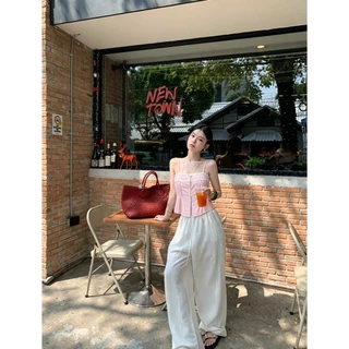 Kitty พร้อมส่ง🍒 เสื้อกล้ามสายเดี่ยวผ้าลูกไม้ ขอบลูกไม้ ปิดกระดุม ตัดร่องสวย ใส่สบายสไตล์เกิร์ลลี่