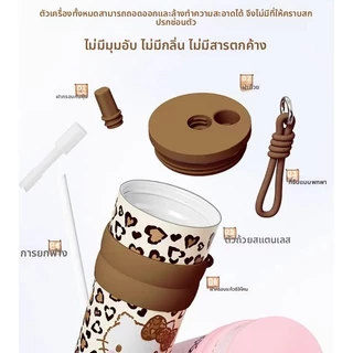 แก้วน้ำเก็บความเย็น สแตนเลส เคลือบเซรามิกด้านใน 710ML แบบหลอด มีฝาปิดกันฝุ่น กันลื่น พร้อมหูหิ้ว ขวดน้ำติดรถยนต์