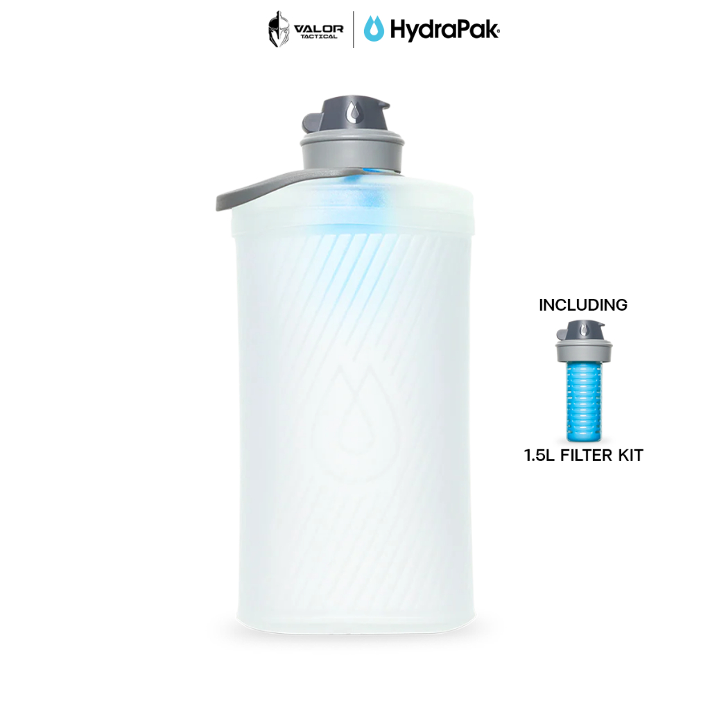 Hydrapak - FLUX+ 1.5L FILTER KIT - Clear/HP Blue ขวดน้ำ ขวดน้ำพกพา พับเก็บได้
