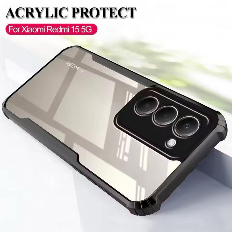 เคสกันรอยกล้อง PC+TPU สำหรับXiaomi Redmi15 กันกระแทก เคสหลังใส