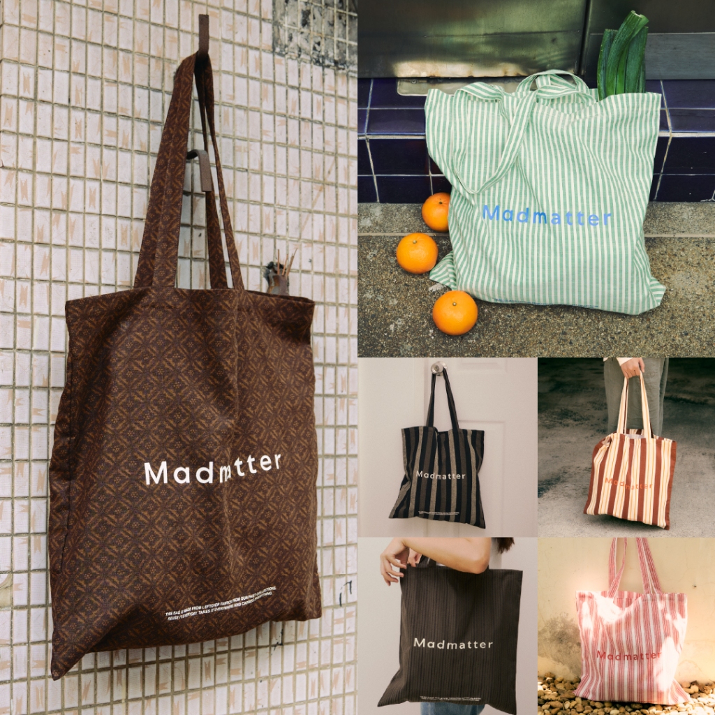 Madmatter - Logo Tote Bag กระเป๋าผ้าลายทาง