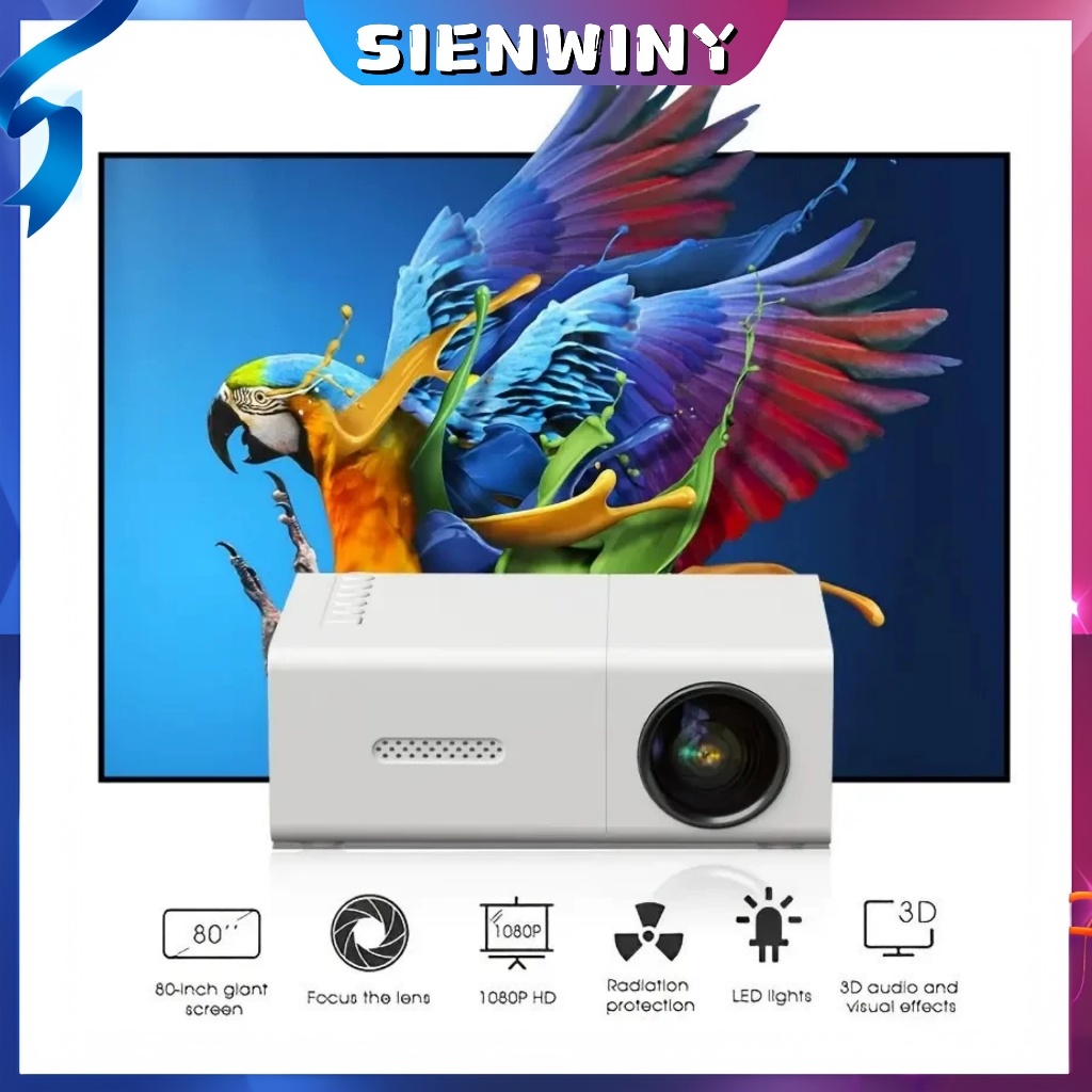 โปรเจคเตอร์ YG300 mini โปรเจคเตอร์ 1080HDความละเอียดสูง มีลำโพงในตัว รองรับการเชื่อมต่อกับโทรศัพท์มื