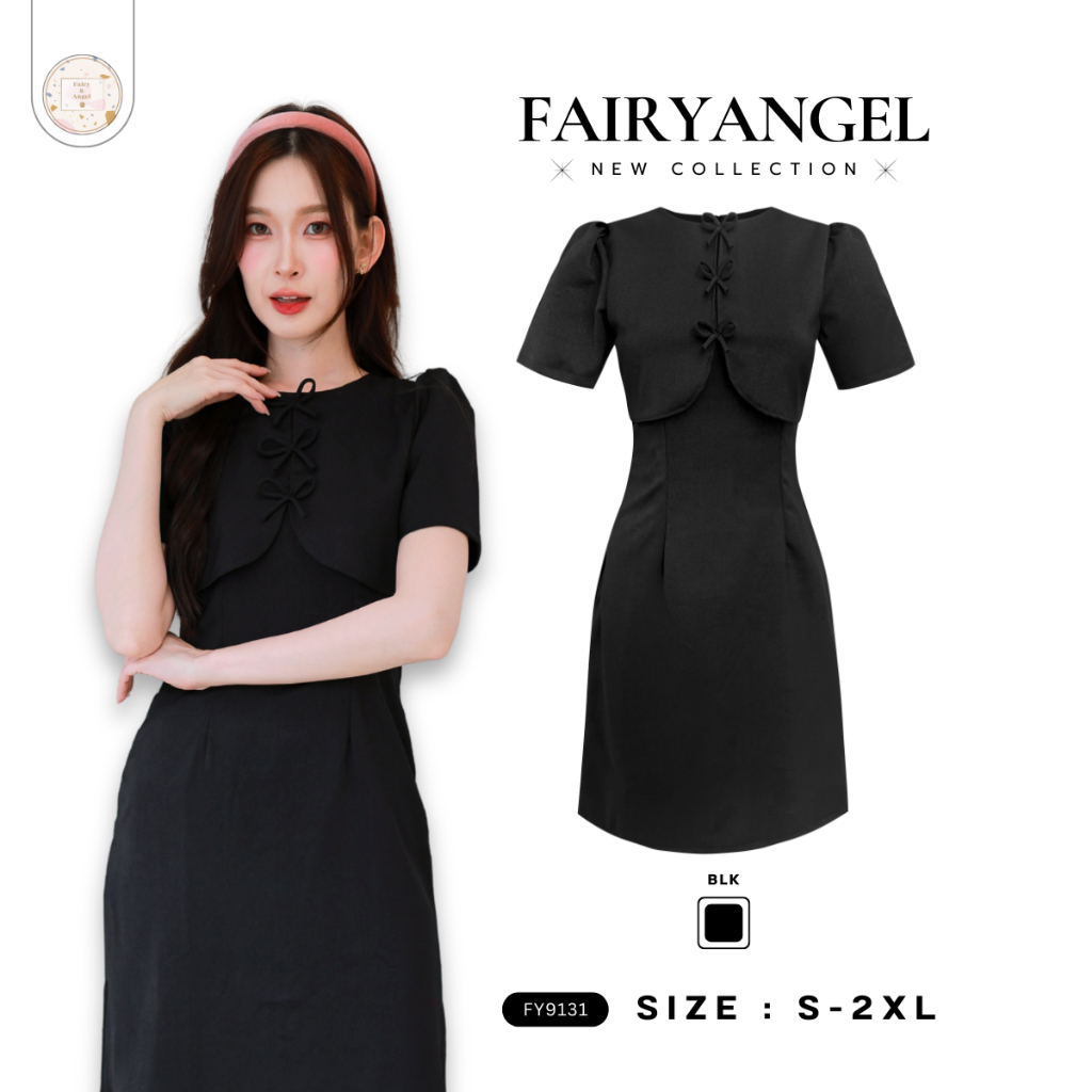 Fairyangelstore - เดรสคอปีเตอร์แพนแขนตุ๊กตาลายไทย (FY9137)