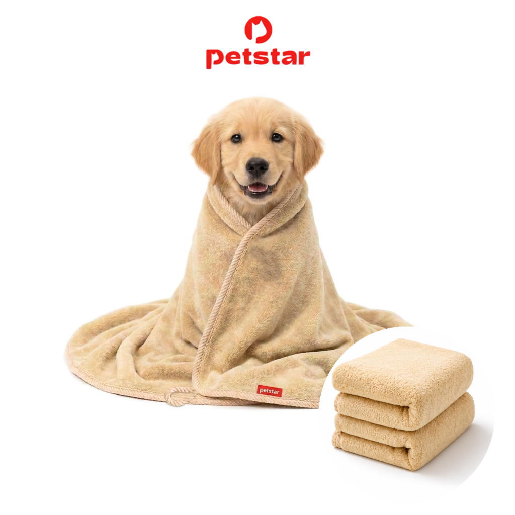 Petstar ผ้าขนหนูสัตว์เลี้ยง ผ้าเช็ดขนแมว สุนัข ซับน้ำดี แห้งไว นุ่มพิเศษ pet towel ดูดซับน้ำดี