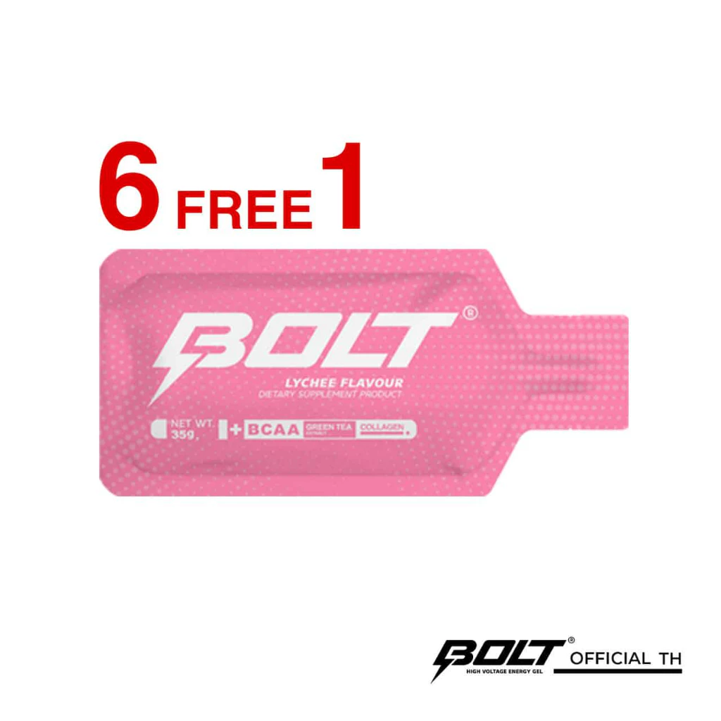 เจลให้พลังงาน รสลิ้นจี่ 35g. (Pack 6ซอง แถม 1ซอง) **BBF 08/01/2028** สำหรับกีฬา วิ่ง จักรยาน ว่ายน้ำ ไตรฯ