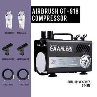 Gaahleri GT-918 ปั๊มลมแอร์บรัช 1L เสียงเงียบ 44dB มีถังพักลม ต่อได้ 2 หัวพร้อมกัน รับประกัน 3 ปี สำหรับพ่นโมเดล