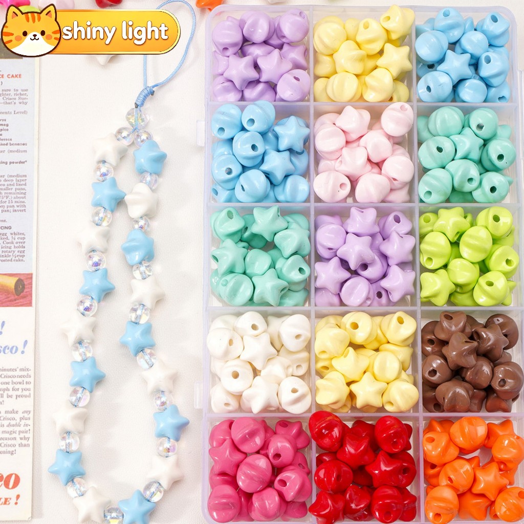 ลูกปัดอะครีลิครูปดาวหลากสี 11x11 มม. อุปกรณ์ DIY ทำสร้อยข้อมือ สร้อยคอ พวงกุญแจ เครื่องประดับ