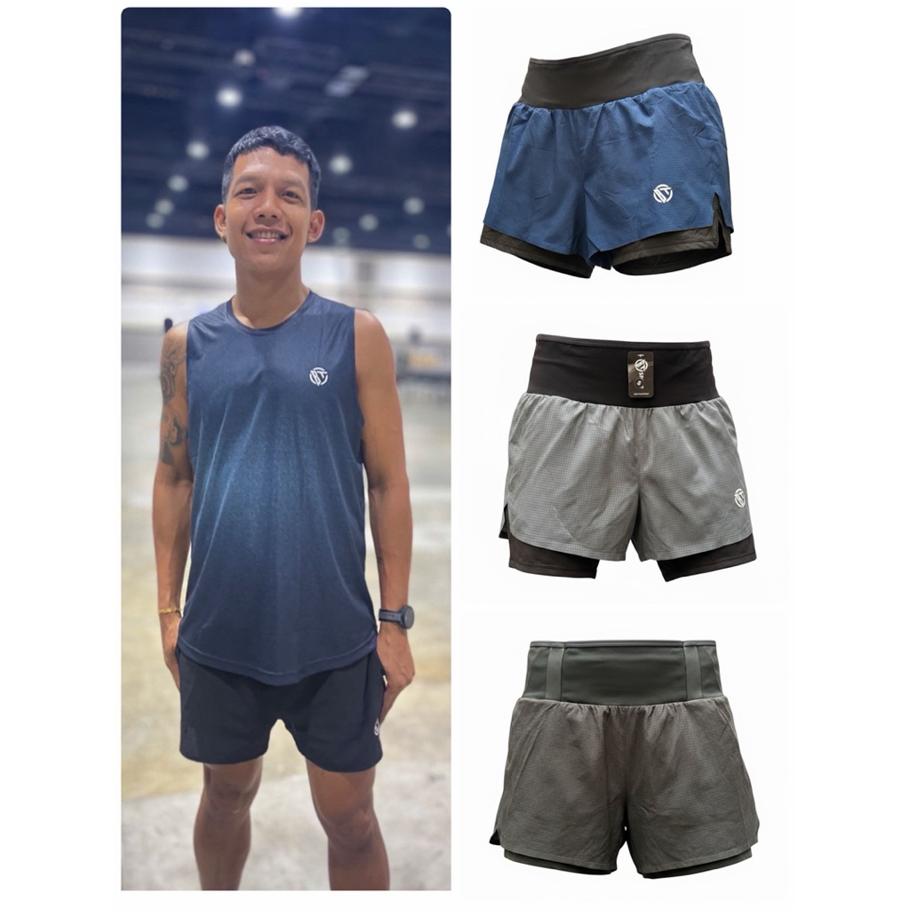 BT000077กางเกงวิ่งขาสั้นมีซับขาสั่นด้านในเนื้อผ้าแนบเนื้อกระชับไม่เลื่อน มาพร้อมกระเป๋าใส่ของได้รอบเอว