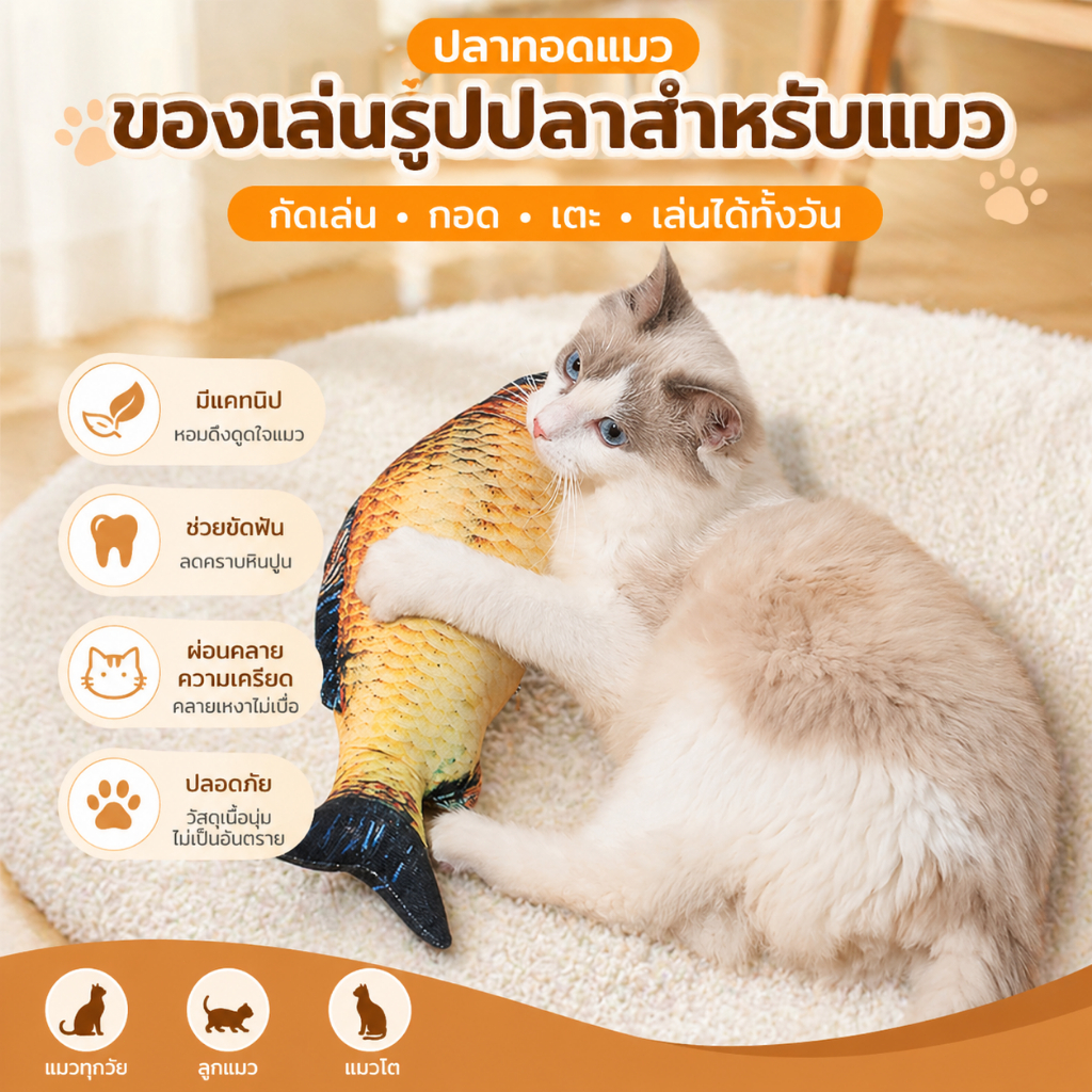 ของเล่นแมวครบชุด ไม้แทนทนกัด ปลาจำลอง ผ่อนคลายคลายเหงา สำหรับแมวทุกวัย