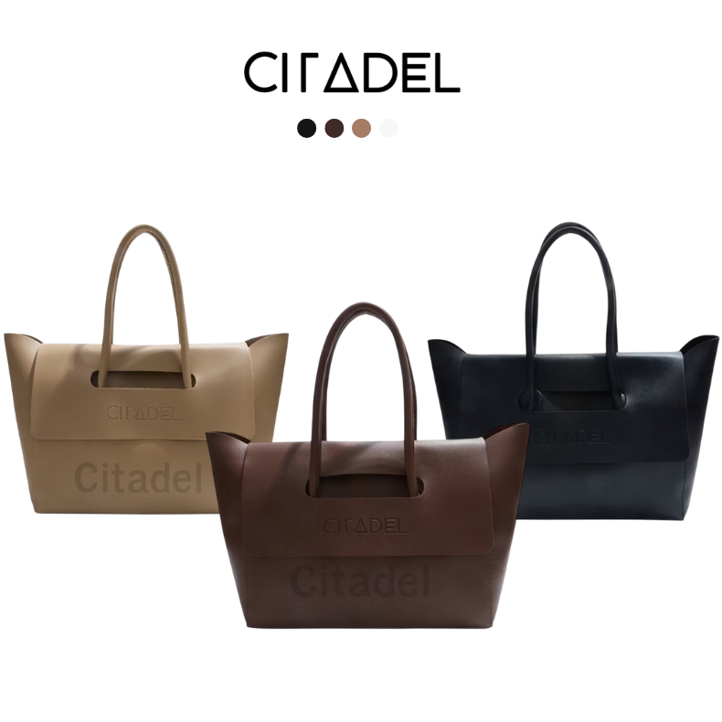 citadel.ecommerce กระเป๋าสะพายไหล่ หนัง PU ความจุเยอะ สไตล์มินิมอล สำหรับผู้หญิง มาใหม่ B-048