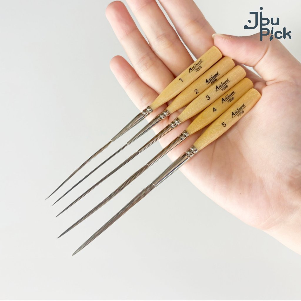 Jibu'Pick พู่กันขนสัตว์แท้ ด้ามสั้นขนยาว เขียนตัวอักษร รูปที่ 5