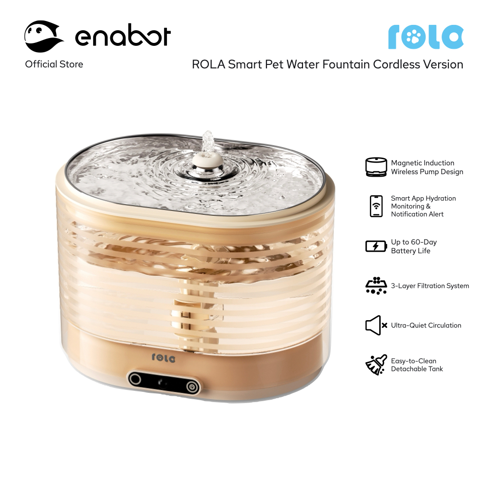 Enabot เครื่องให้น้ำสัตว์เลี้ยงอัตโนมัติ ROLA Smart Pet Water Fountain Cordless Version เช็คการดื่มน